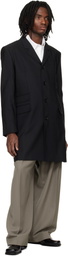 AMI Paris Black New Wool Straight Simple Breasted Coat