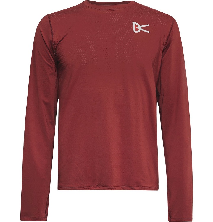 Photo: DISTRICT VISION - Air-Wear Logo-Print Stretch-Mesh T-Shirt - Burgundy
