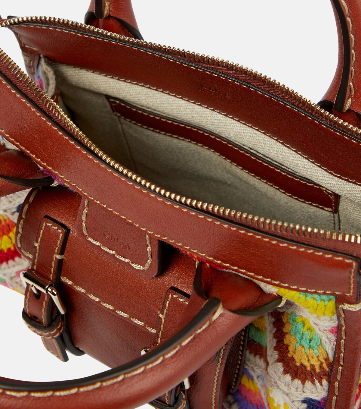Chloe - Edith Mini crochet and leather tote Chloe