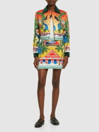 CASABLANCA - Printed Satin Quilted Mini Skirt