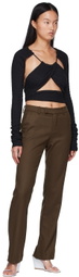 GUIZIO Brown Polyester Trousers