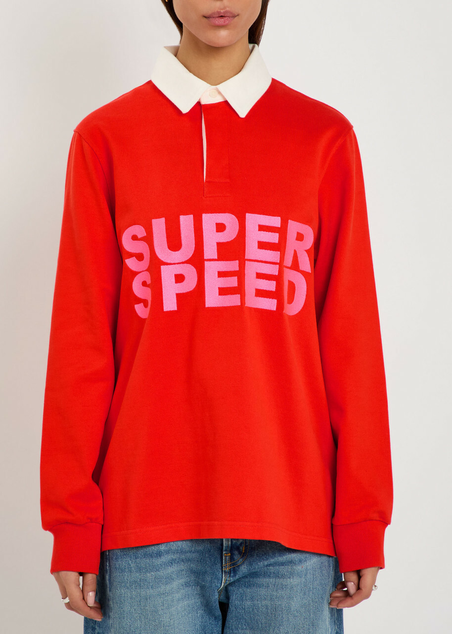 JW Anderson Super Speed Cotton Polo Shirt Red