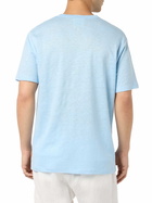 MC2 Saint Barth Man Light Blue Linen Jersey T-shirt Ecstasea With Pocket