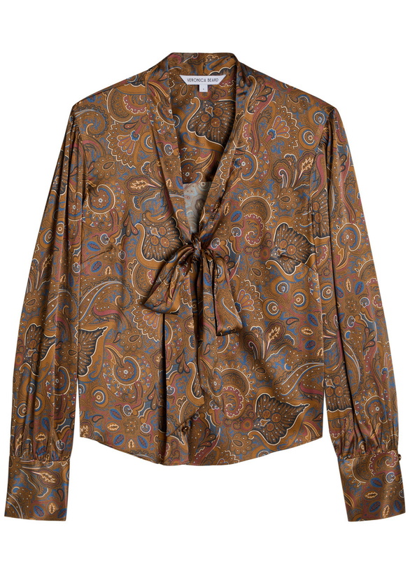 Photo: Veronica Beard Francine Printed Silk-blend Blouse Brown
