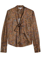 Veronica Beard Francine Printed Silk-blend Blouse Brown