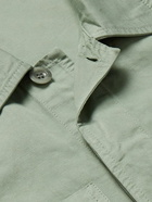 Mr P. - Garment-Dyed Cotton and Linen-Blend Twill Overshirt - Green