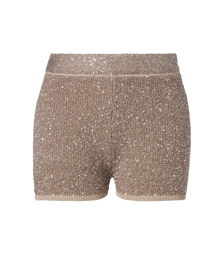 Photo: Brunello Cucinelli Sequined ribbed-knit cotton shorts