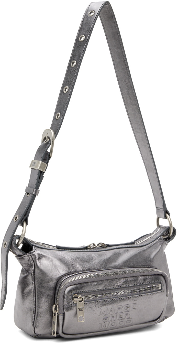 [Margesherwood ] /☆ ZIPPER SMALL/llic grey foiled plain Zipper S Bag