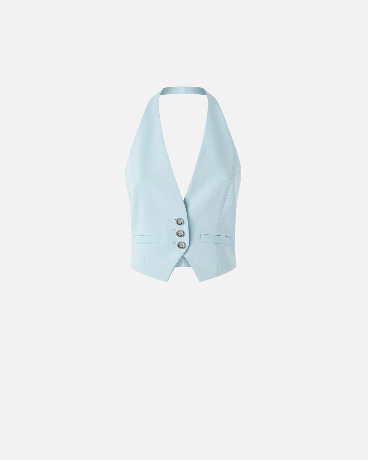 Pinko Short Vest In Technical Fabric With Open Back Crystal Blue