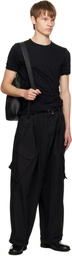 YOHJI YAMAMOTO Black Tuck Sling Medium Bag