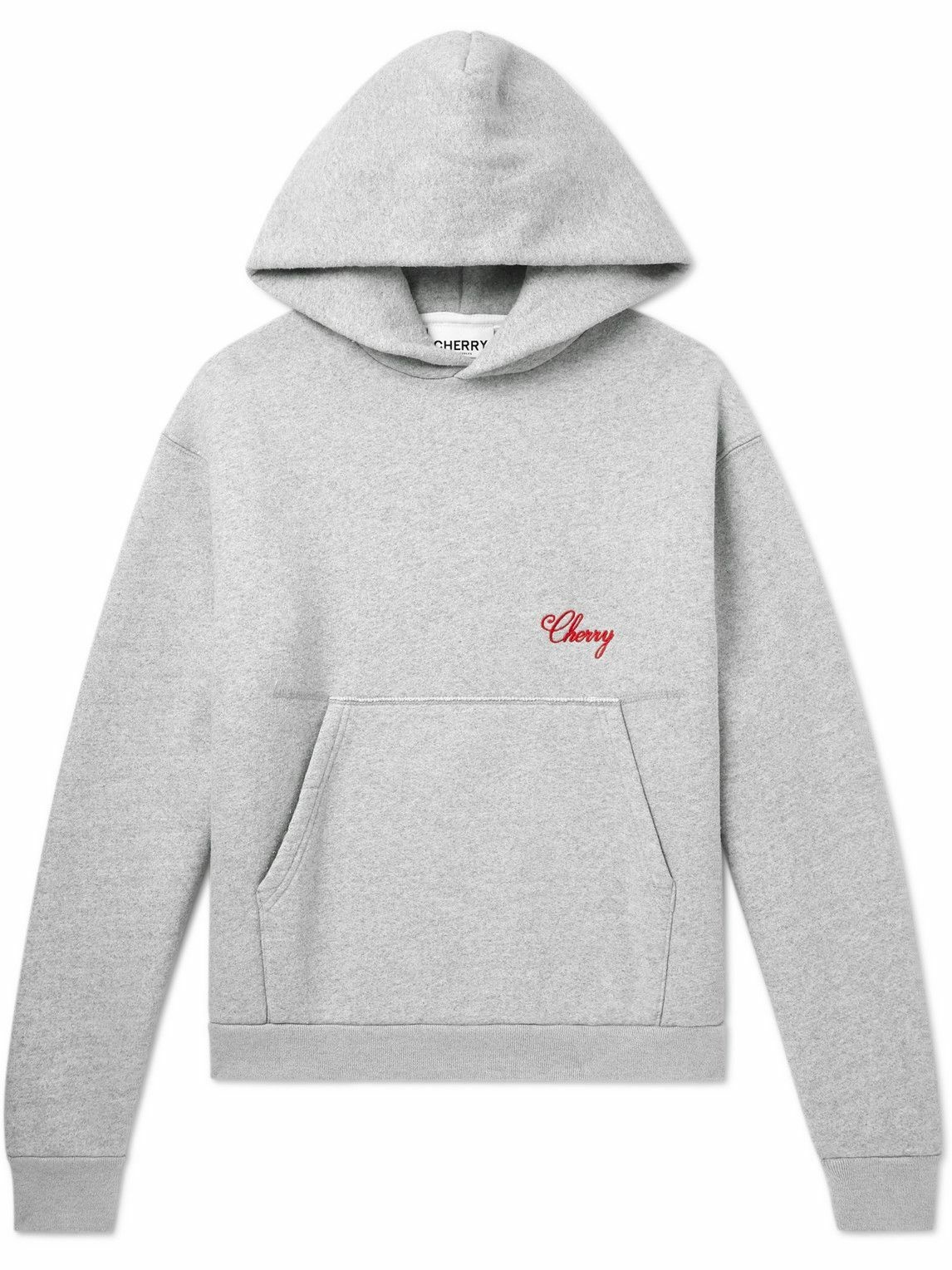Photo: Cherry Los Angeles - Logo-Embroidered Cotton-Blend Jersey Hoodie - Gray