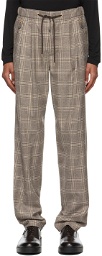 Giorgio Armani Brown Wool Micro Houndstooth Motif Pants