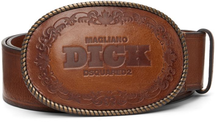 Photo: Dsquared2 Brown Magliano Edition D2 Embossed 'Dick' Buckle Belt