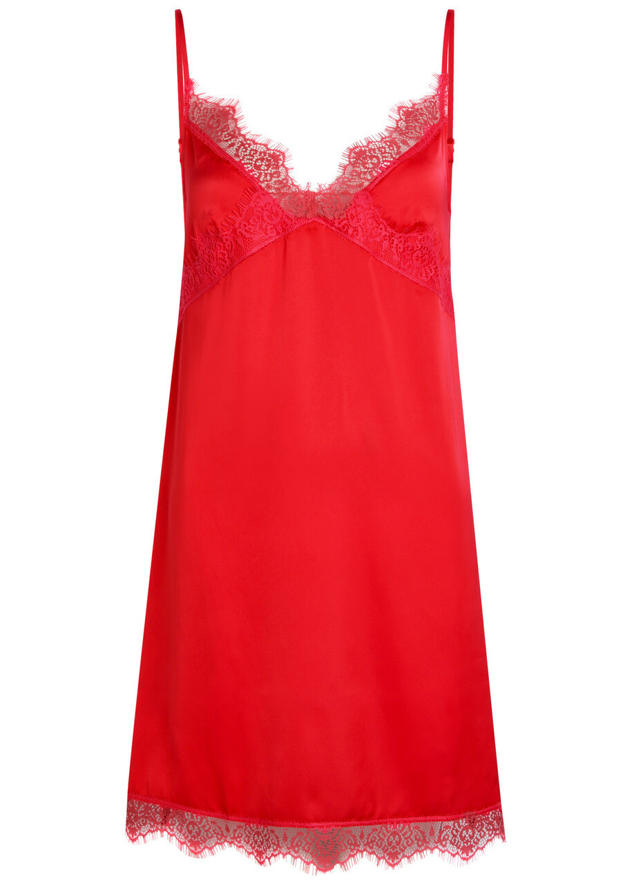 Simone PÉRÈLE Satin Secrets Lace-trim Satin Mini Night Dress Pink