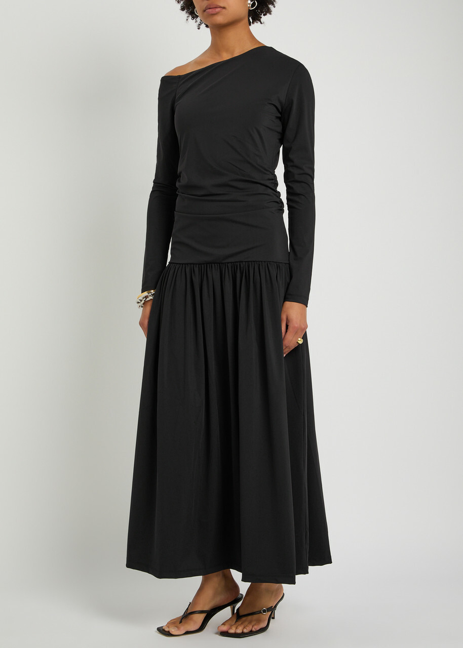 Rohe Gathered Stretch-jersey Midi Dress Black