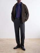 De Petrillo - Cutaway-Collar Brushed Cotton-Twill Shirt - Blue