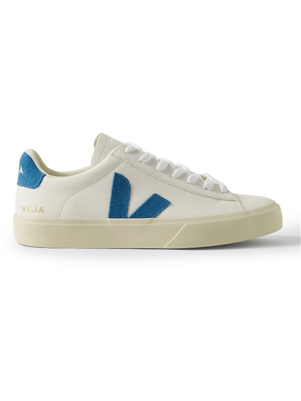 Photo: Veja - Campo Suede-Trimmed Full-Grain Leather Sneakers - White