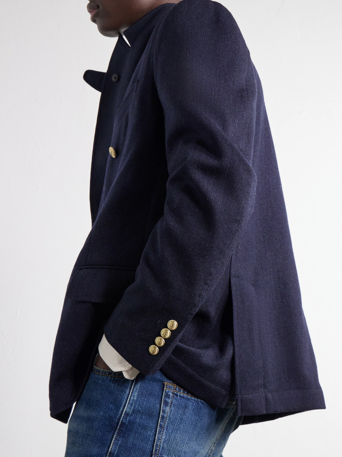 Fortela - Travel Double-Breasted Wool-Twill Blazer - Blue