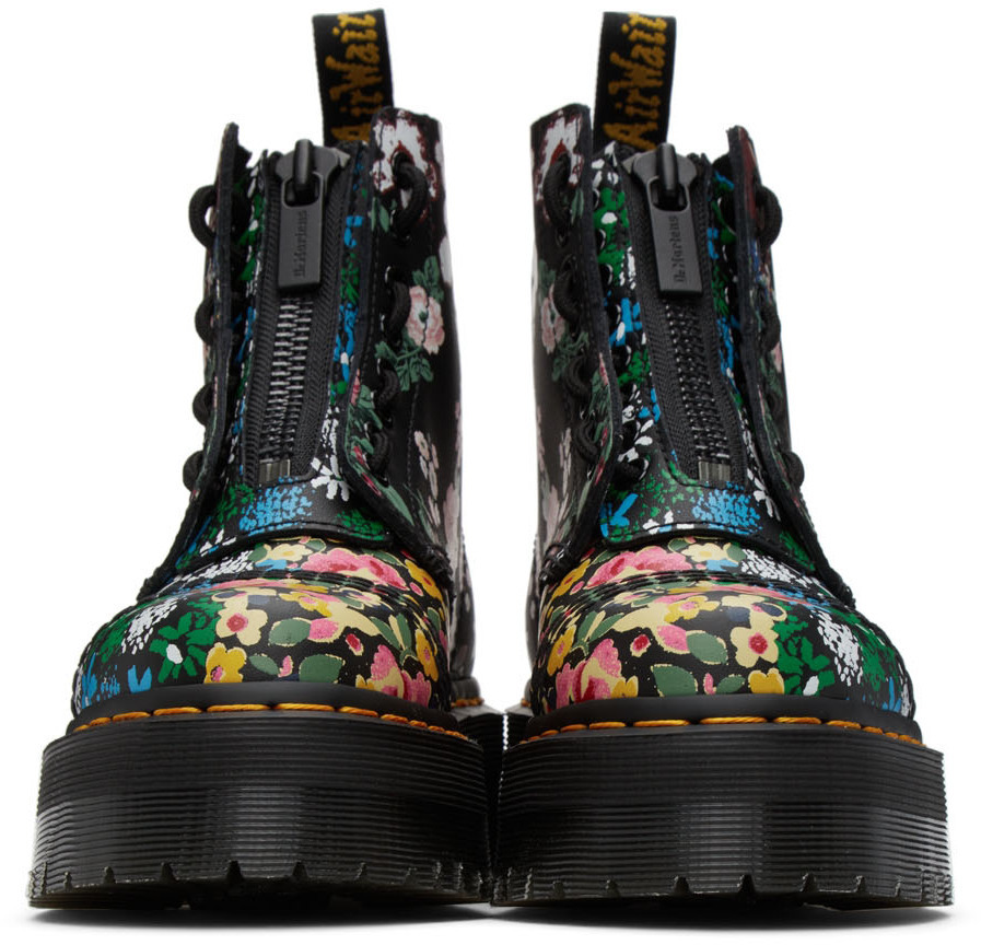 Floraページ Dr. Martens Black & Multicolor Floral Sinclair Platform