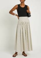 Staud Procida Striped Stretch-cotton Skirt White