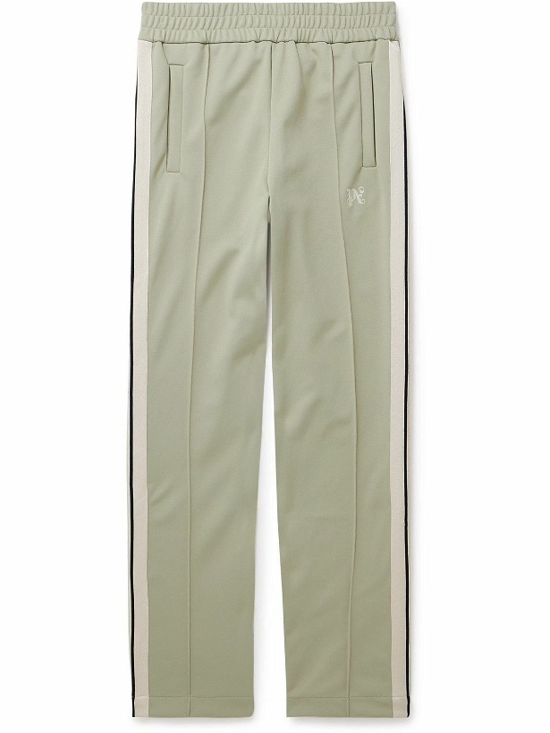 Photo: Palm Angels - Straight-Leg Striped Pleated Tech-Jersey Track Pants - Green