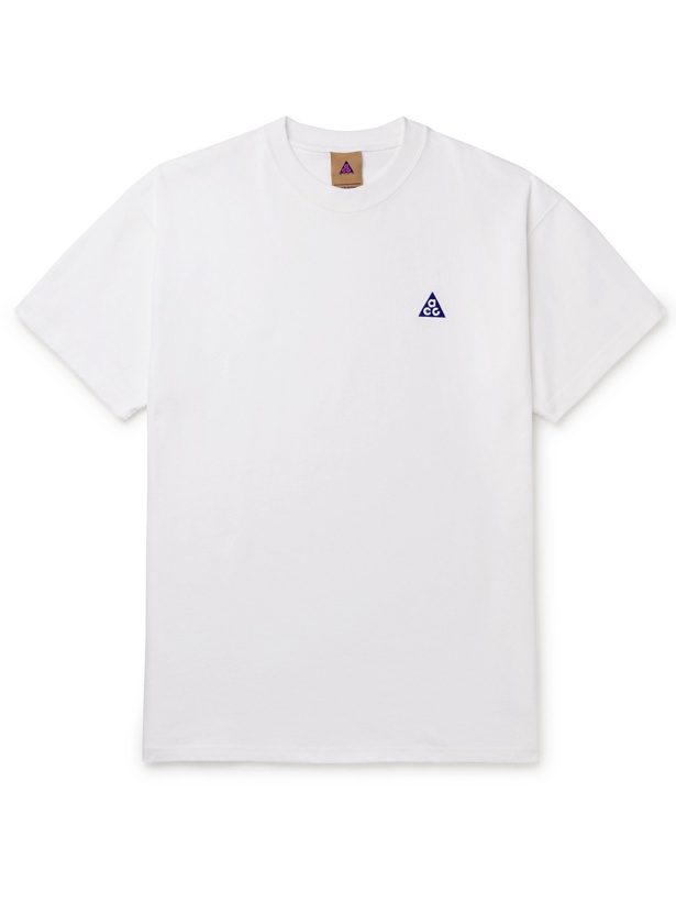 Photo: NIKE - ACG NRG Logo-Embroidered Cotton-Jersey T-Shirt - White