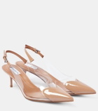 Alaïa Le Cœur patent leather and PU slingback pumps