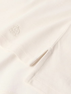 Dunhill - Logo-Embroidered Cotton and Silk-Blend Piqué Polo Shirt - Neutrals
