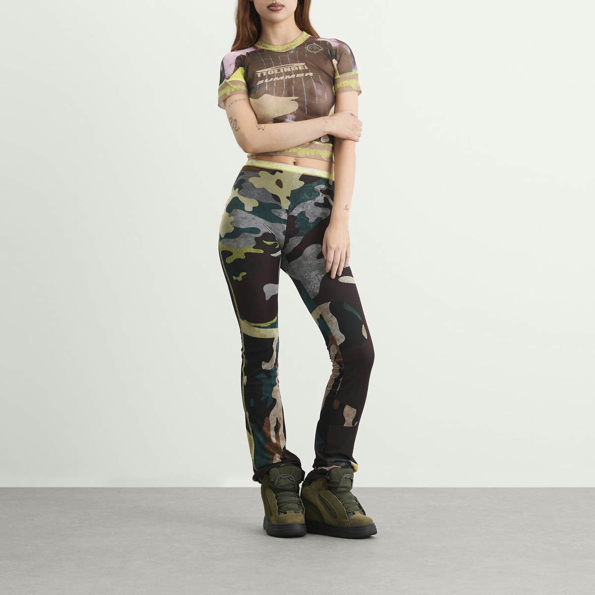 Ottolinger Women's Mesh Pants in Morph Camo