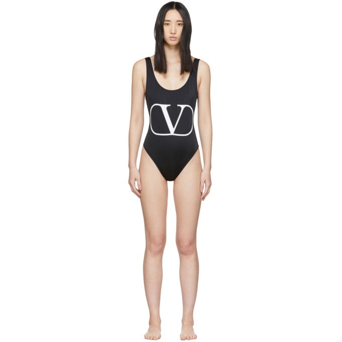 Valentino Black VLogo One-Piece Swimsuit Valentino