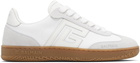 Balmain White Leather & Canvas Swan Sneakers