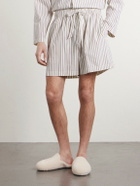 TEKLA - Straight-Leg Striped Organic Cotton-Poplin Shorts - Neutrals