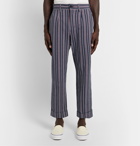 Engineered Garments - Andover Tapered Striped Cotton-Blend Seersucker Suit Trousers - Blue