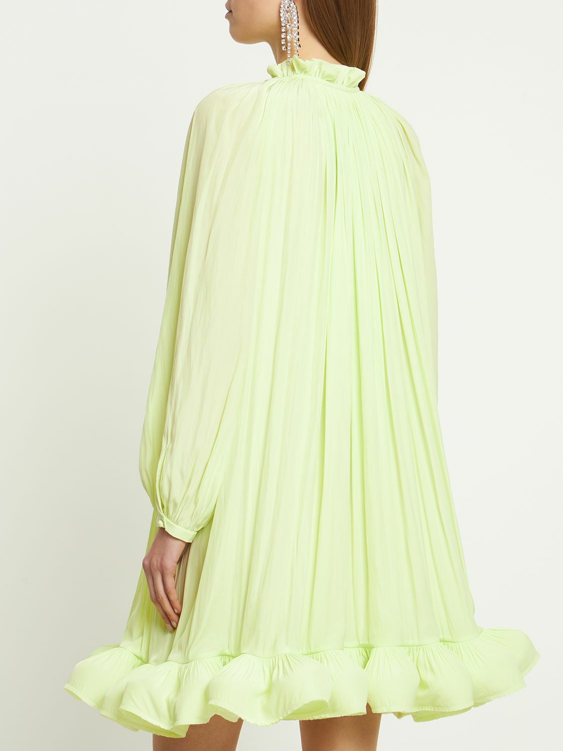 LANVIN - Pleated Mini Dress W/ Ruffles Lanvin