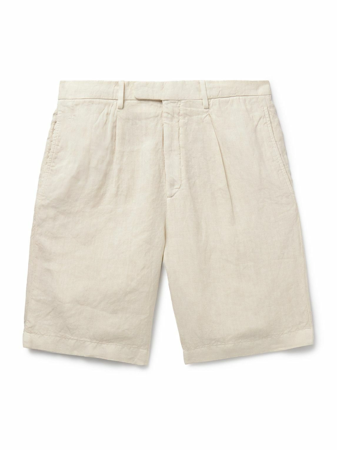Boglioli - Straight-Leg Pleated Linen Shorts - Neutrals