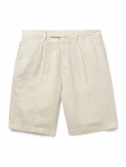 Boglioli - Straight-Leg Pleated Linen Shorts - Neutrals