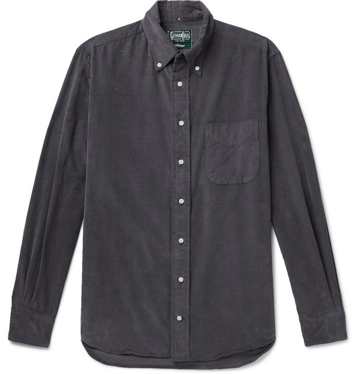 Photo: Gitman Vintage - Button-Down Collar Cotton-Corduroy Shirt - Dark gray