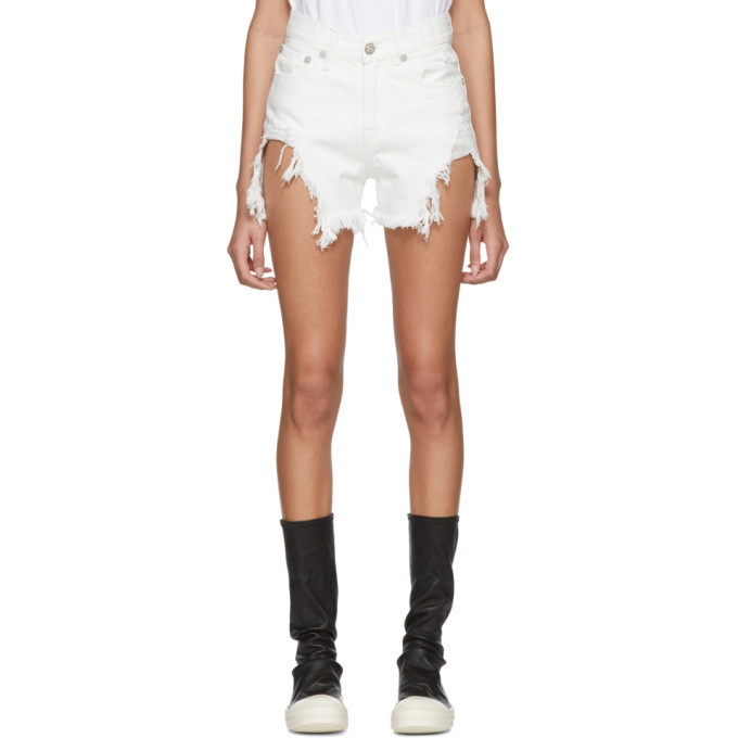 Photo: R13 White Shredded Slouch Shorts