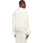 Winnie Off-White Silk Ruched Bomber Jacket