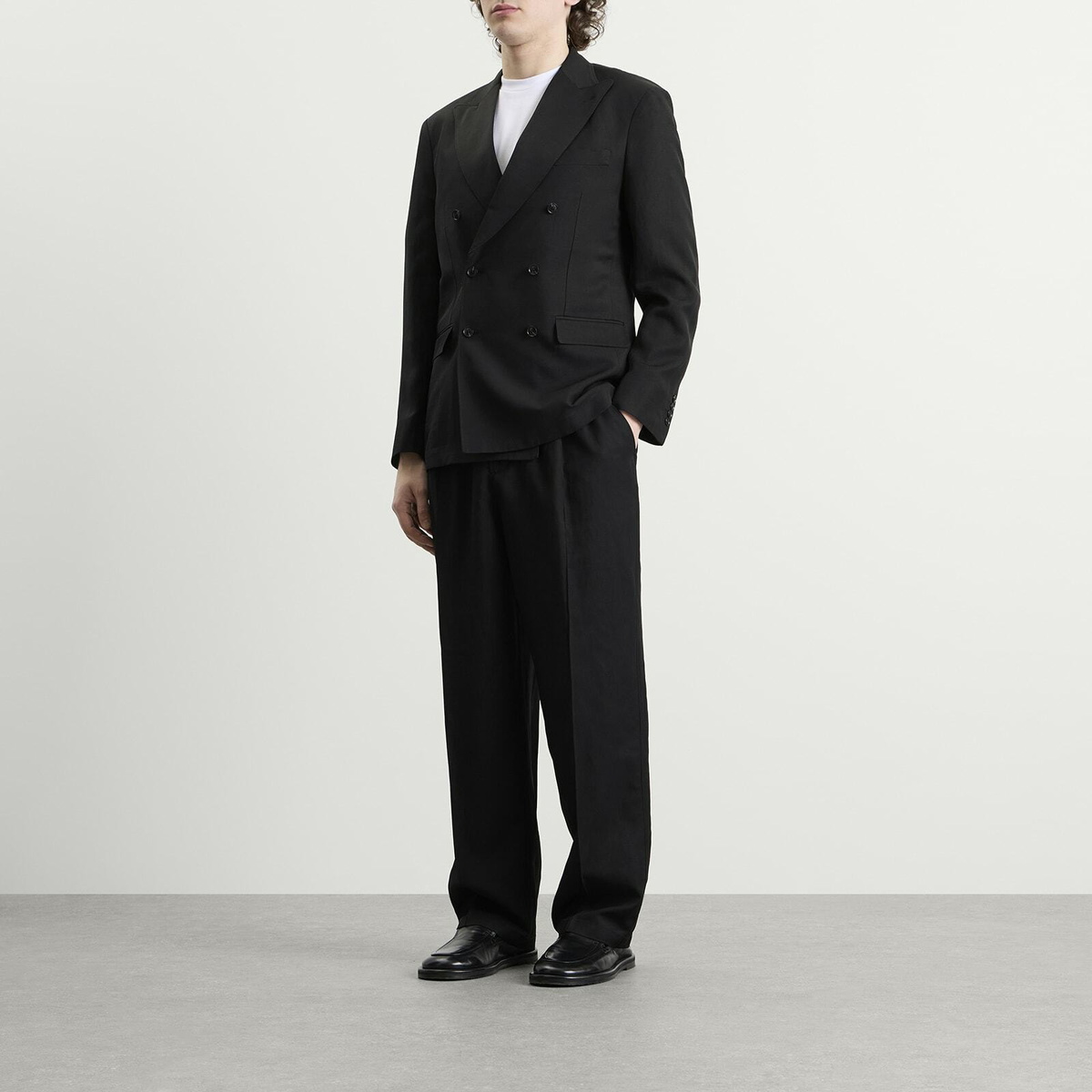 MKI Men's Double Breasted Suit Jacket in Black
