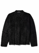 Mastermind World - Oversized Logo-Embroidered Brushed-Knit Sweater - Black