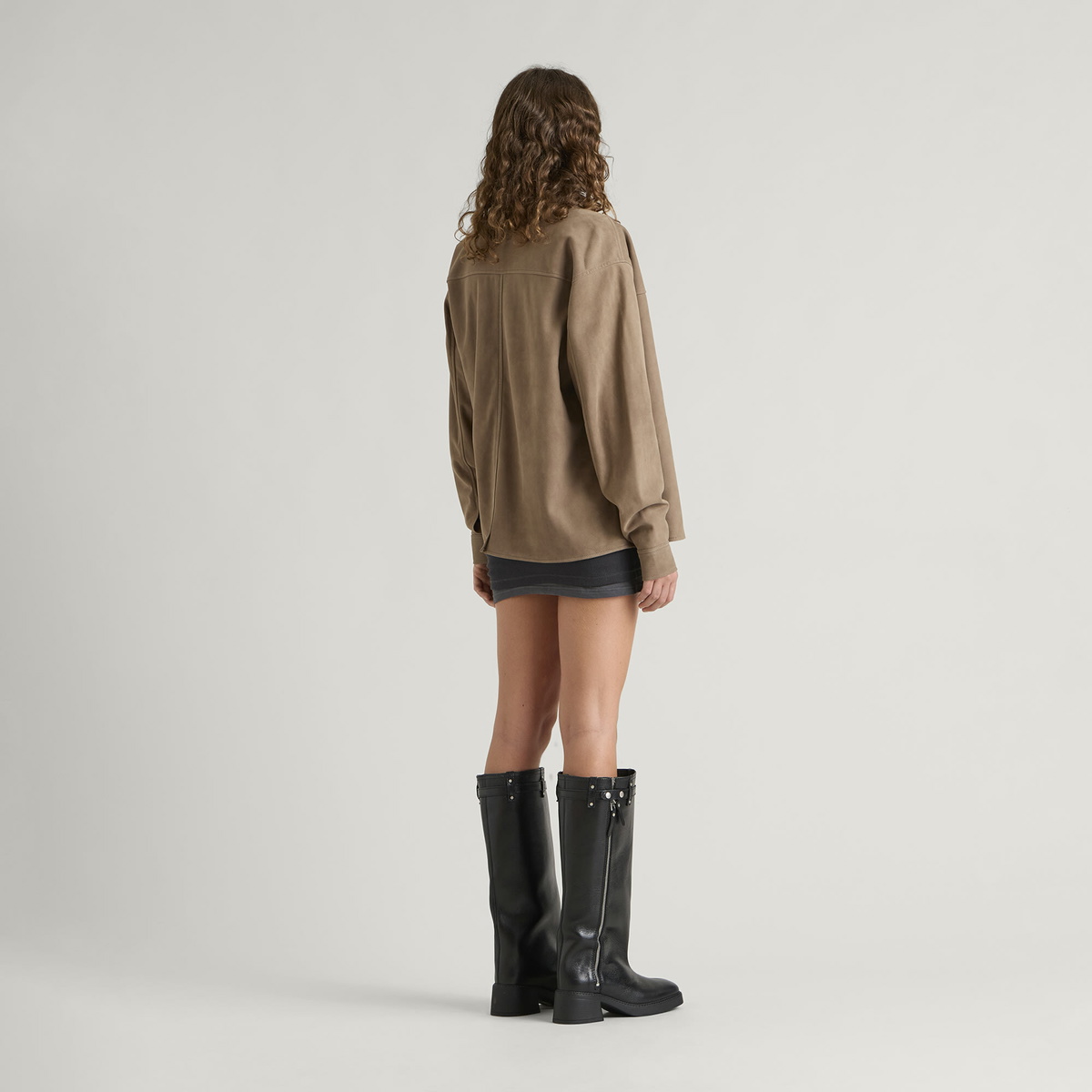 END. Task Suede Leather Shirt in Khaki