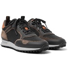 Dunhill - Radial Runner Leather and Suede-Trimmed Mesh Sneakers - Black