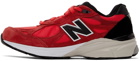 New Balance Red Made In USA 990v3 Low Sneakers