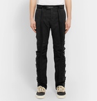 Fear of God - Slim-Fit Tapered Shell-Trimmed Suede Drawstring Trousers - Black