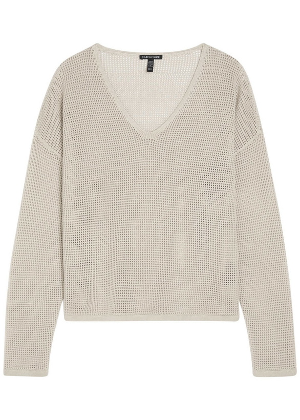 Photo: Eileen Fisher Open-knit Linen and Cotton-blend Jumper Grey
