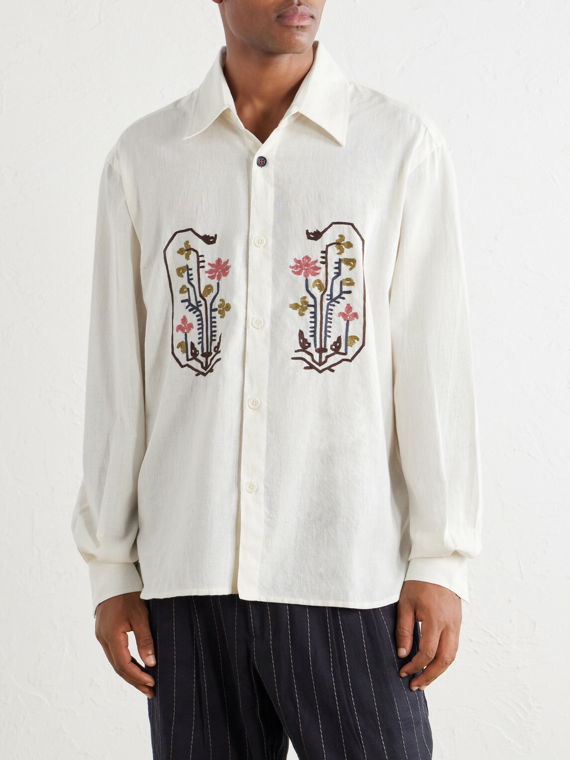 Kardo - Luis Embroidered Cotton Shirt - Neutrals