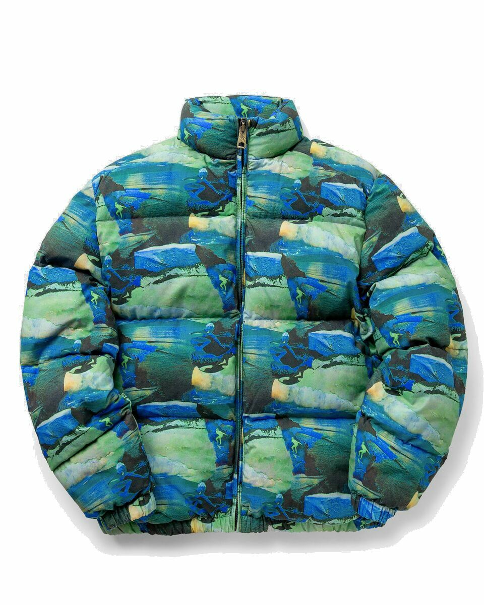 Photo: Erl Printed Quilted Puffer Woven Blue|Green - Mens - Down & Puffer Jackets