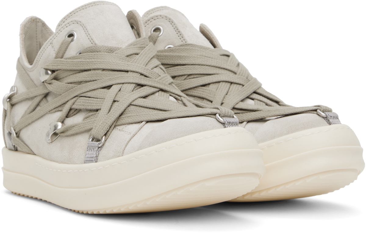 Rick Owens Gray Hollywood Megalace Low Sneaks Sneakers