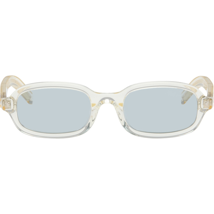 Photo: Prada Eyewear Transparent Iconic Metal Plaque Sunglasses